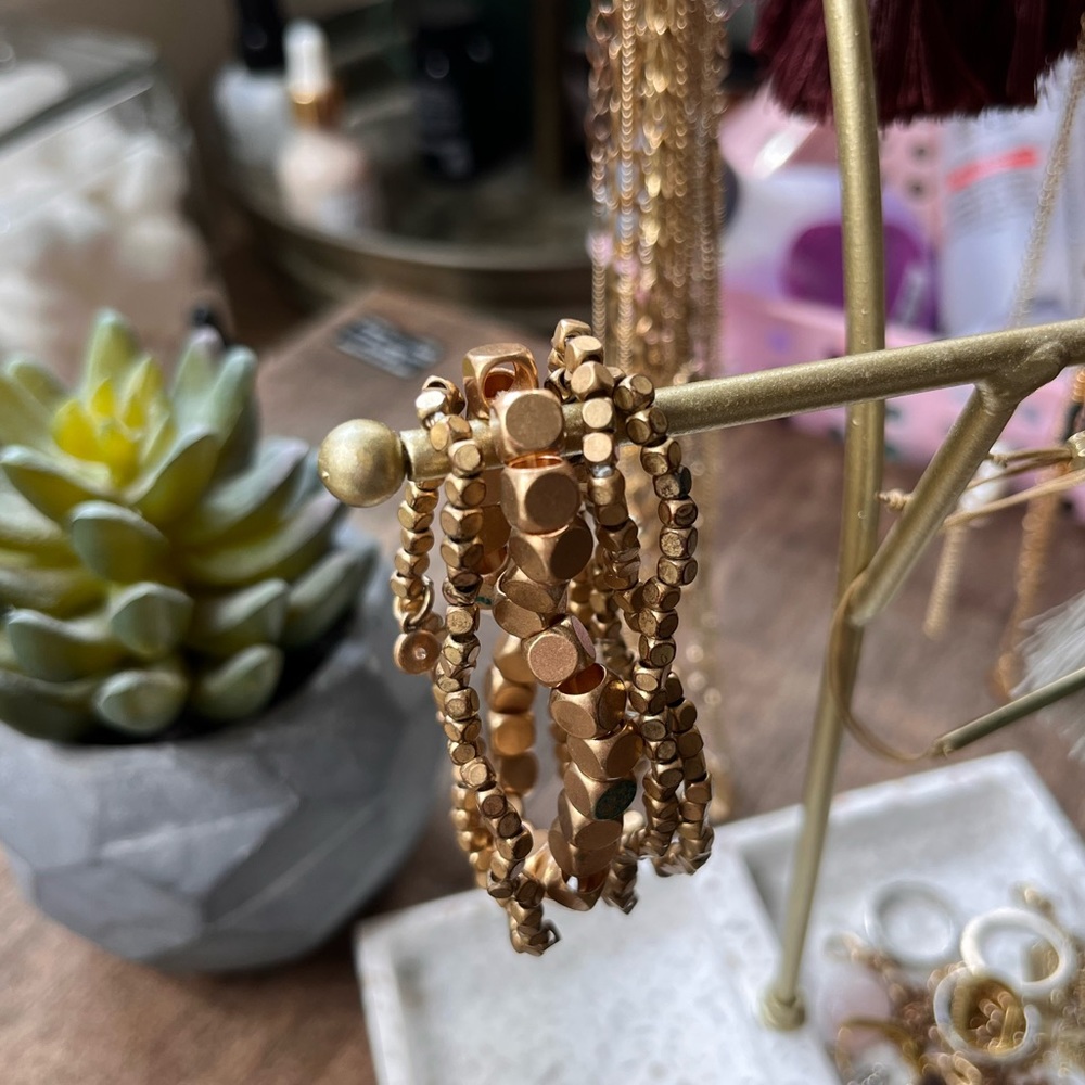 4-pc gold bracelet set, stretch